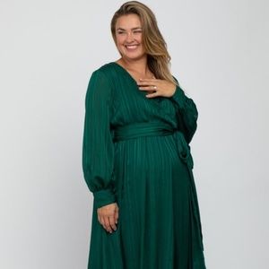 Pinkblush Ricarica forest green maxi maternity dress size 1x